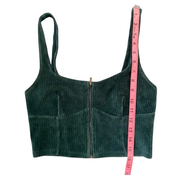 Forever 21 Green Corduroy Corset Top Zip Front Bustier Tank Y2K - Picture 7 of 9
